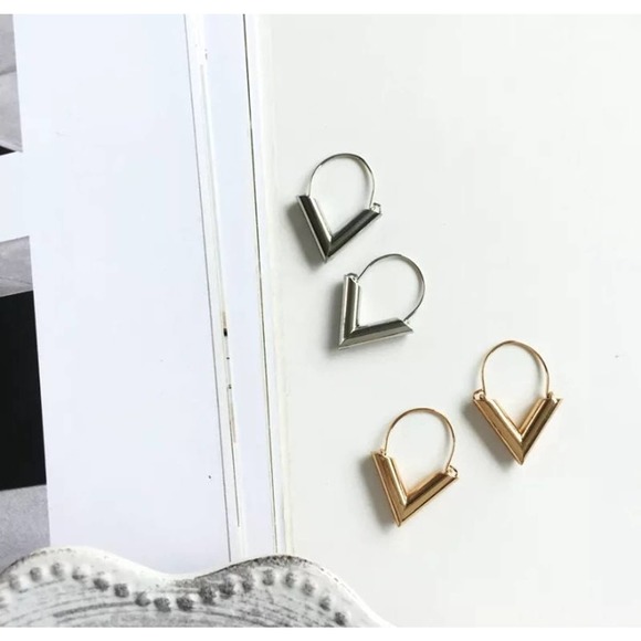 Triangle Ear Drop Earrings - Picture 3 of 6